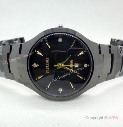 Copy Rado Jubilee Black Ceramic Couple Watches Quartz